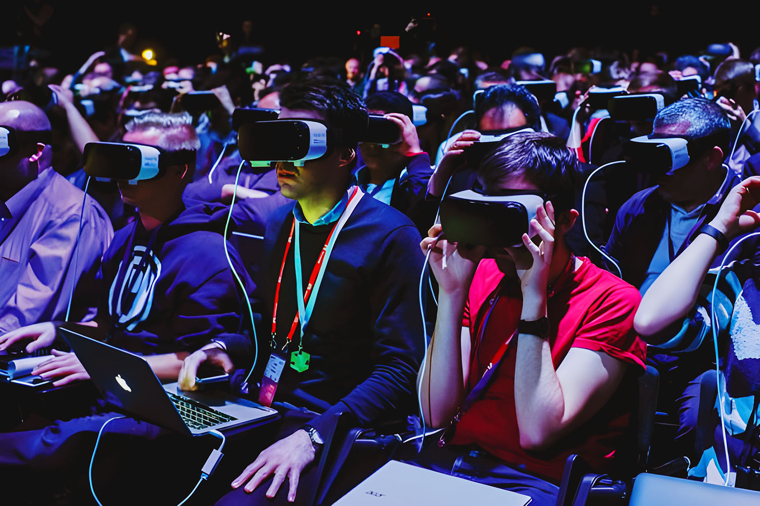 Attendees using VR headset for the ultimate immersive experience